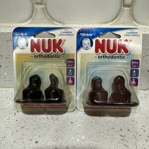 Gerber Original NUK Orthodontic Rubber Nipples Sz.1 Slow Flow Newborn 2 pack NOS